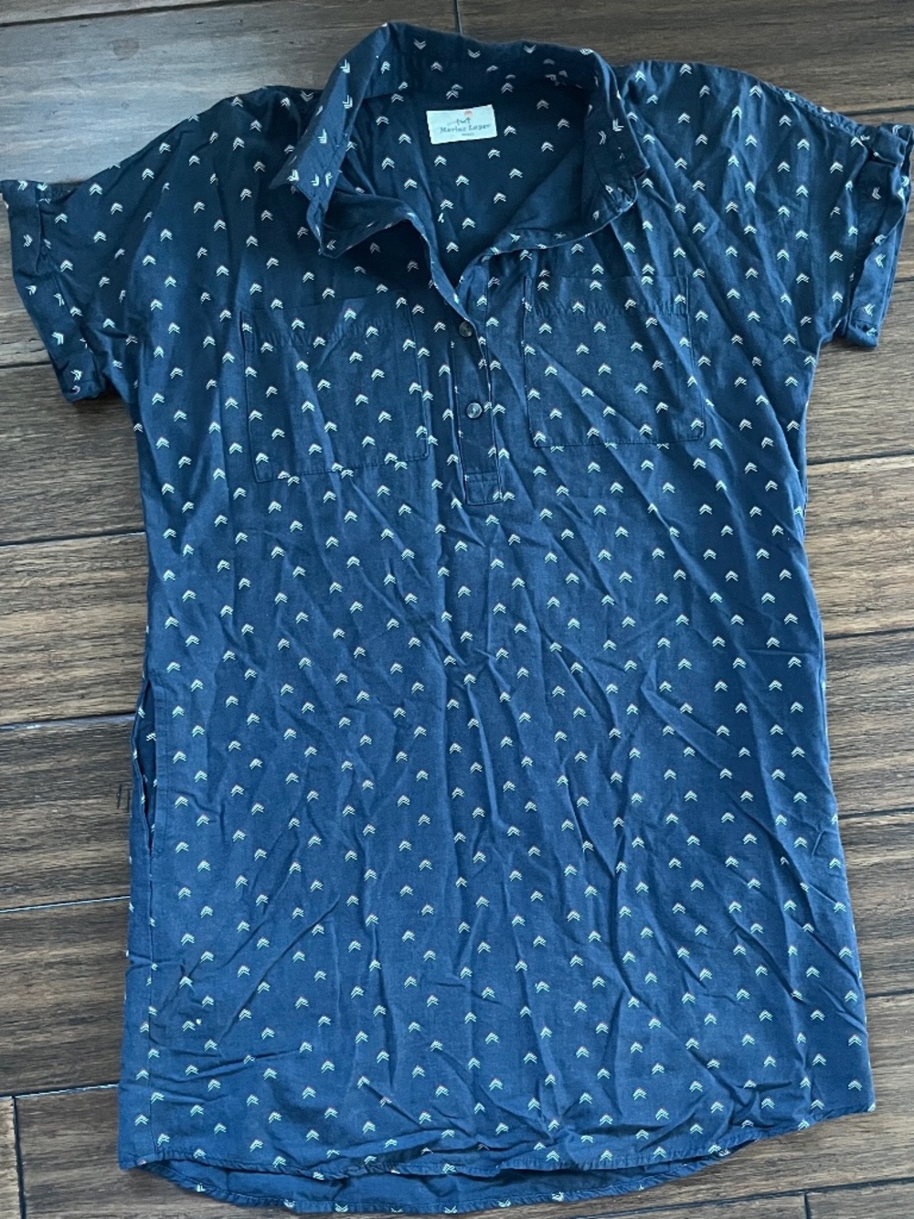 Marine Layer Shirt Dress – Blue Print, Soft Casual (Size S)